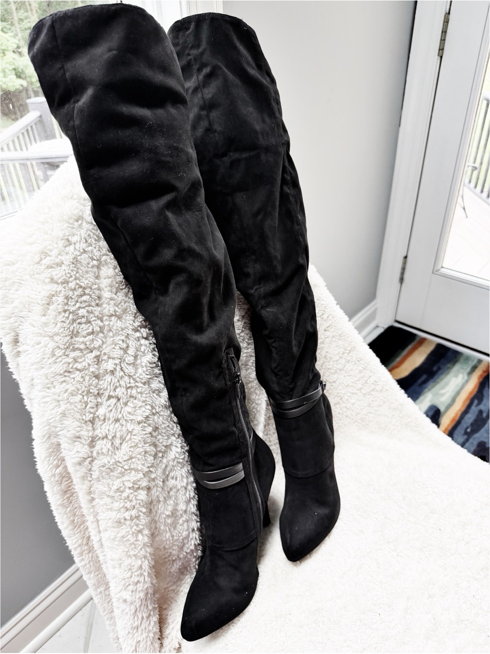 NWOT Black Over-the-Knee Suede Boots - Can Foldover